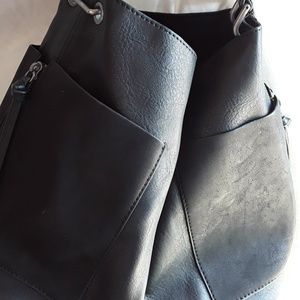 Black Steve Madden Satchel Hobo Bag Zipper Accents